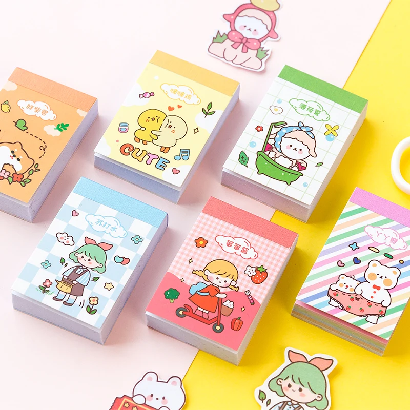 

50pcs Cute Kawaii Japanese Sticky Pads Korea Stationery Supplies Stickers Junk Journal Scrapbooking Label Stickers