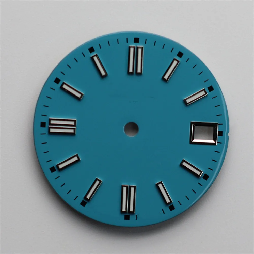 

28.5MM Snowflake Surface Modified Watch Dial Strong Green Luminous Watch Dial for NH35/NH36/4R/6R Watch Accessories