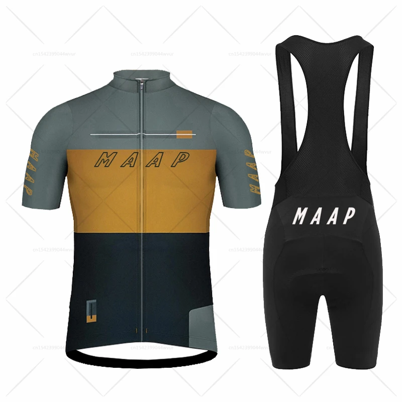 

Комплект из Джерси с коротким рукавом MAAP 2023, летняя одежда для велоспорта, дышащая велосипедная рубашка, униформа для горного велосипеда, шорты с нагрудником, велосипедная спортивная одежда