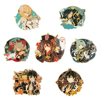 genshin character brooch badge game anime pin walnut cartoon cute brooch creative metal clothing decoration brooch accessoriesa