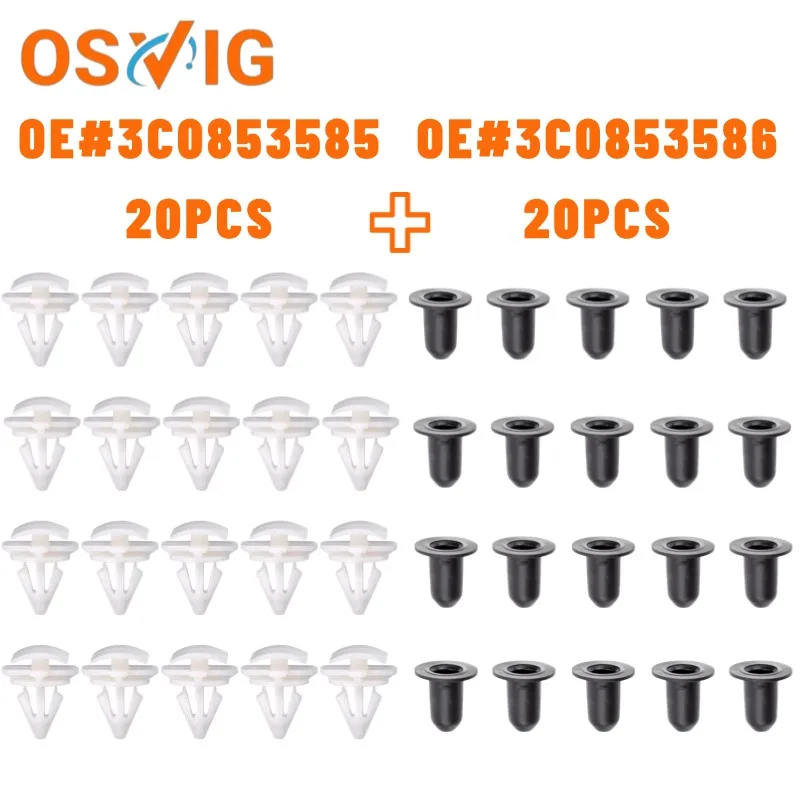 

40 шт. OE # 3C0853586 3C0853585 3C9827407 3C9827408 Подходит для зажимов обшивки дверей колесной арки Volkswagen Tiguan и Sagitar