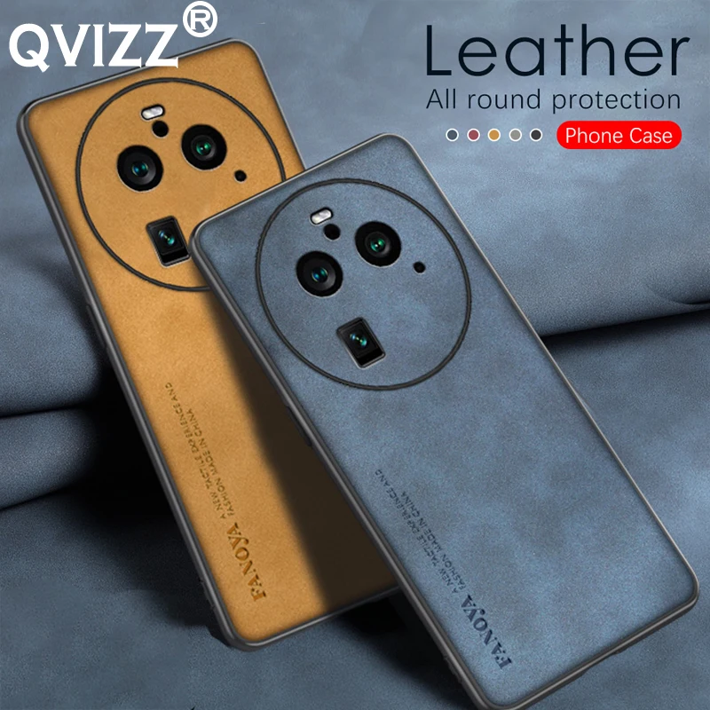 

Luxury Leather Case for Oppo Find X6 Pro FindX6Pro PGFM10 PGEM10 Armor Shockproof Soft Edges Hard Back Phone Cover OppoFindX6Pro