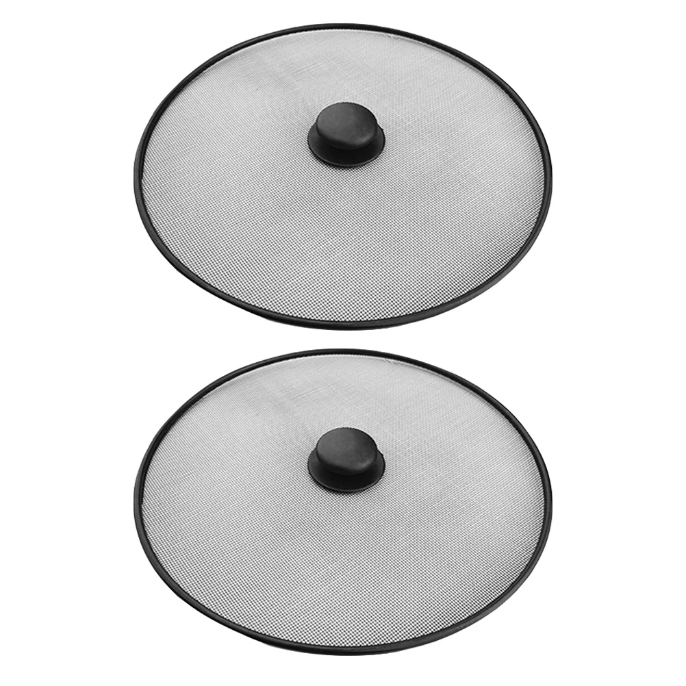 

2Pcs Dense Mesh Stainless Steel Pan Cover Anti Oil Splashing Cover Kitchen Gadget Pot Cover for Protection