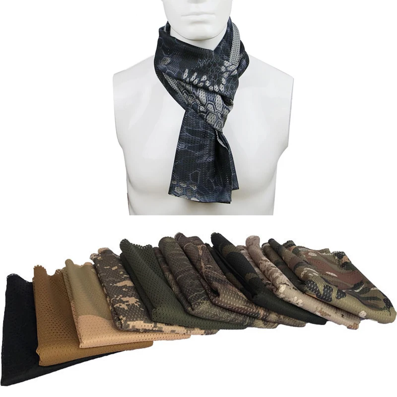 

Camo Mesh Scarf Jungle Muffler Breathable Headband Scarves Multicam Tactical Camouflage Net Absorbent Towels Insect Proof Net