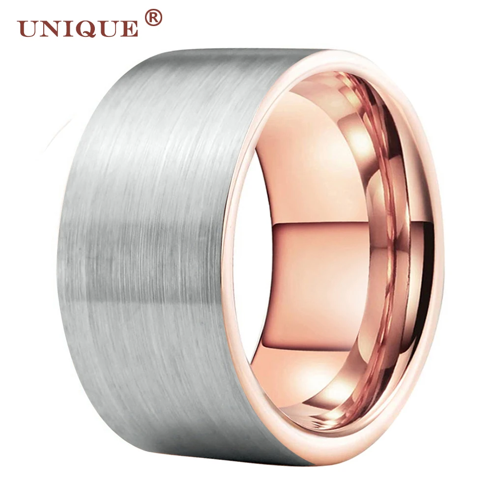 

Unique Jewel 4/6/8/10/12mm Couples Jewlery Band Ring Tungsten Rose Gold Engagement Ring Flat Comfort Fit Factory Wholesale