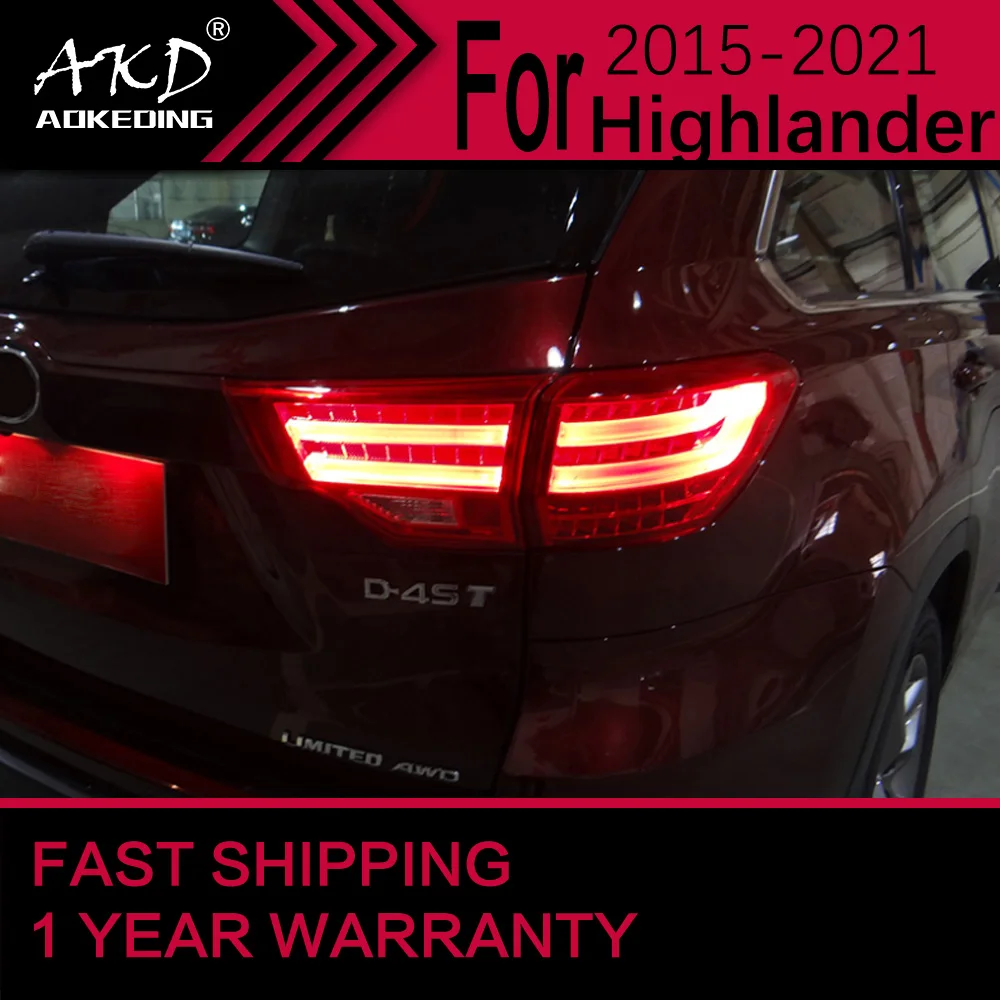 Автомобисветильник для Toyota Highlander светодиодный задний фонарь 2015-2021 стоп-сигнал