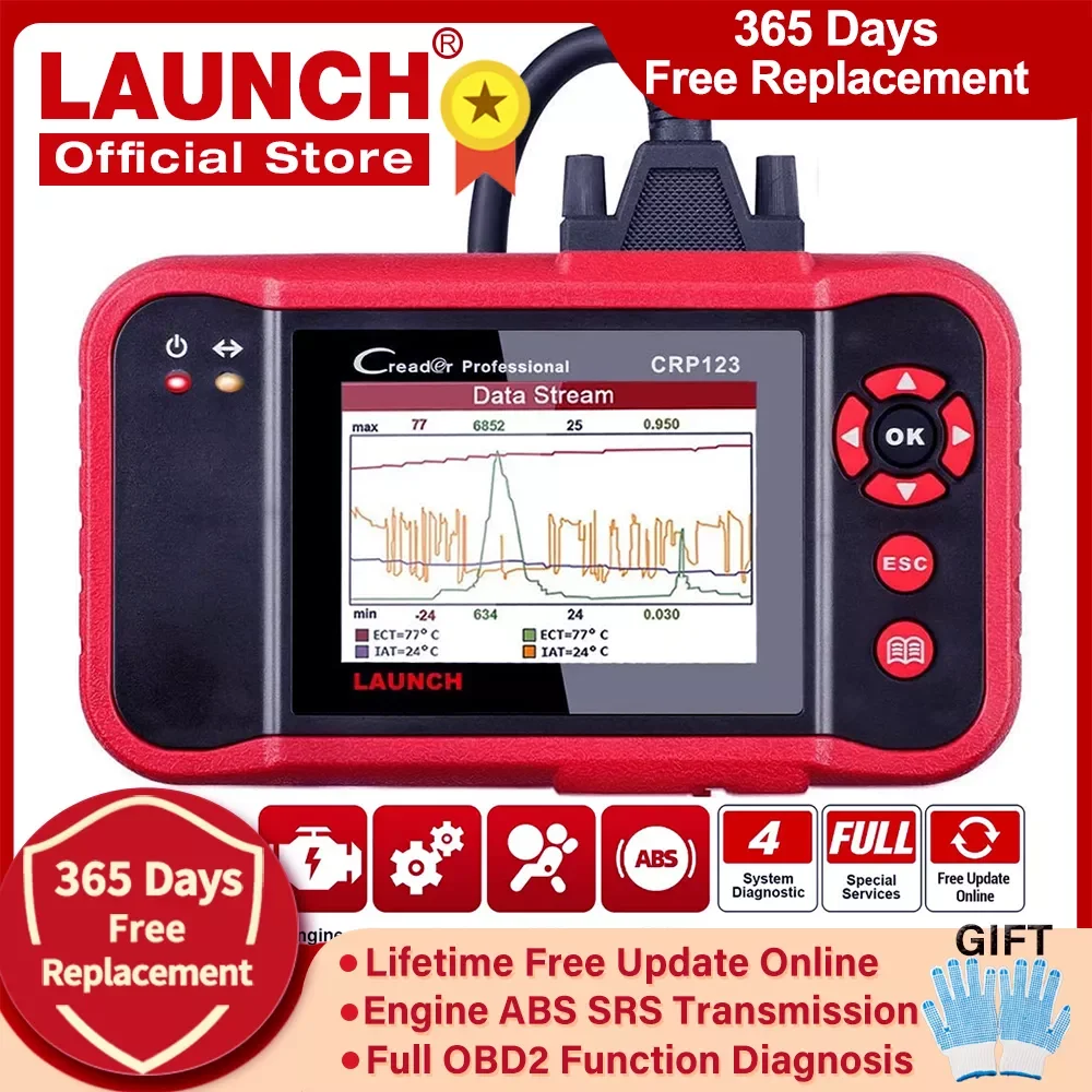 

LAUNCH X431 CRP123 OBD2 EOBD automotive scanner ABS Airbag SRS Transmission Engine Car Diagnostic Tools Multilingual free update