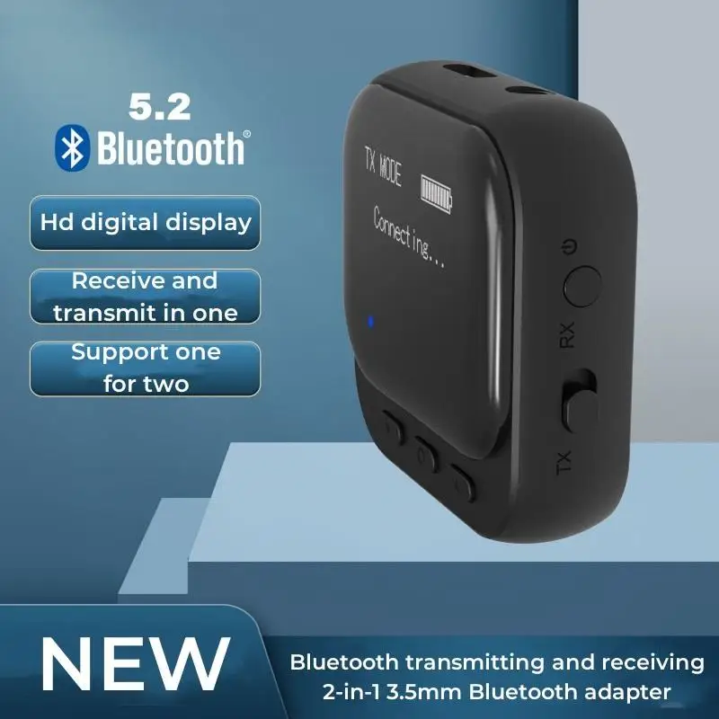 Two In One Bluetooth 5.2 Transmitter Receiver MP3 Wireless 3.5mm Jack AUX Wireless Audio Adapter Hands-free Call TV Car Computer