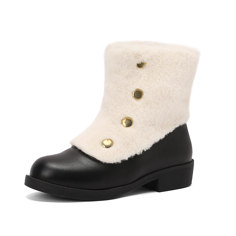 Женские зимние ботинки ручной работы Mstyle на массивном каблуке с боковой молнией