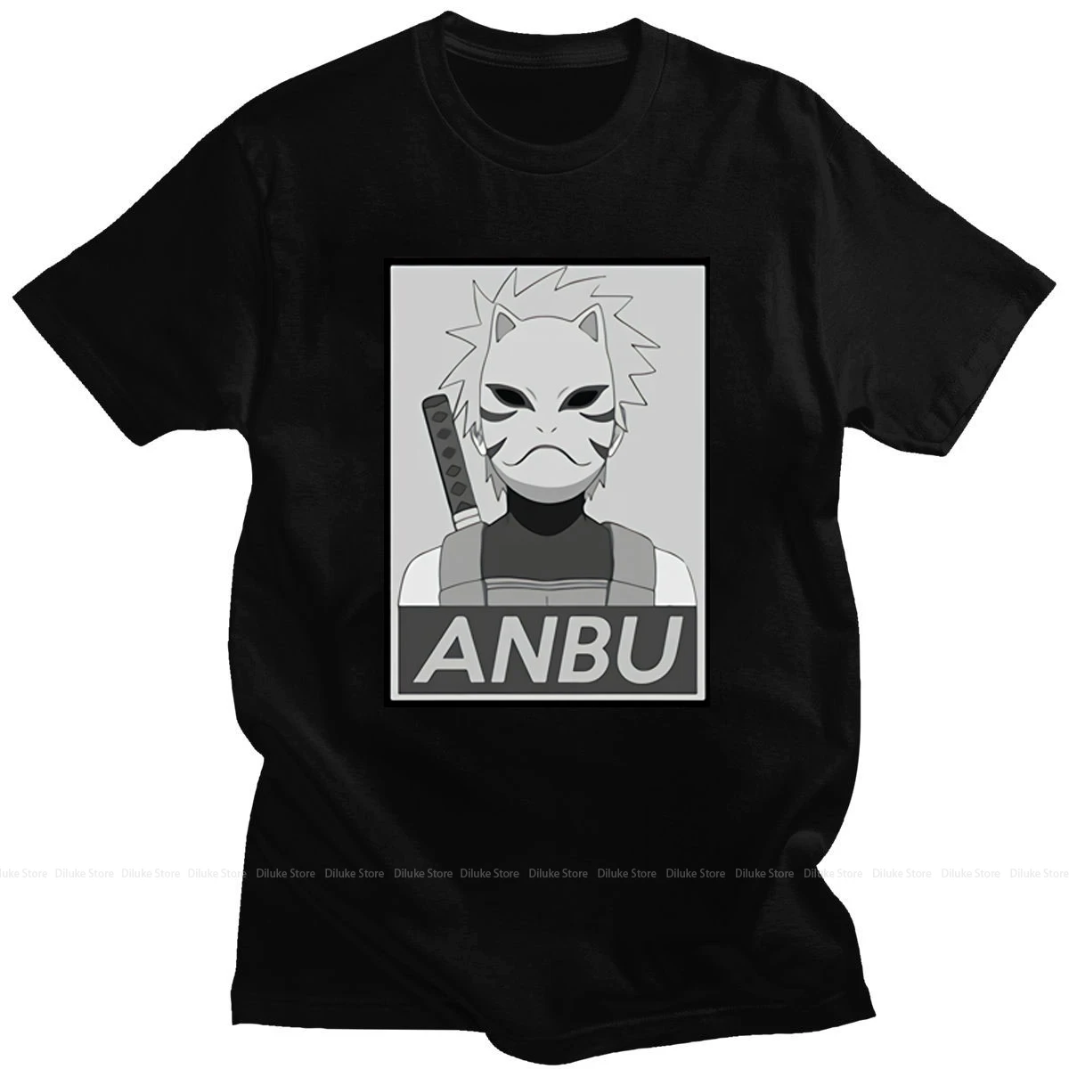 

Anime T-Shirt Summer Short Sleeve 100% Cotton Men Harajuku Cartoon ANBU Kakashi Tops2021 The New Casual Loose T-shirt