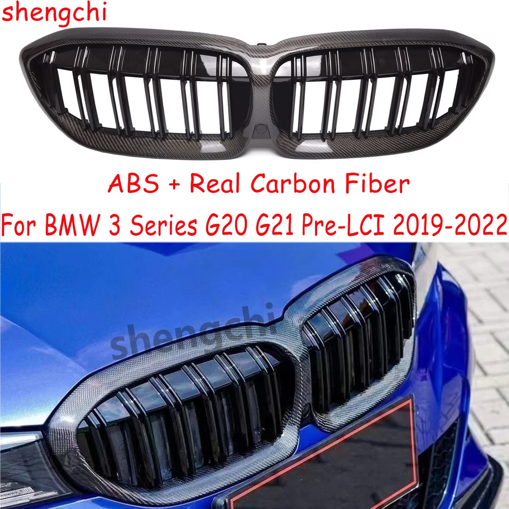 

G20 Pre-lci ABS + решетка переднего бампера из настоящего углеродного волокна для BMW 3 серии G20 G21 318i 320i 330i M340i Racing Grills 2019-2022 гг.