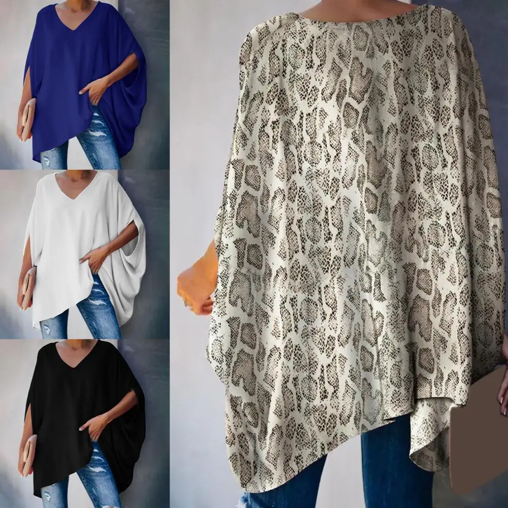 Повседневная Классическая Свободная Блузка с V-образным вырезом приятная для