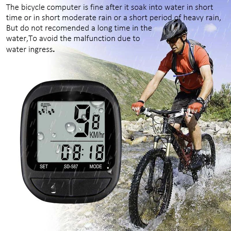 

1PC Bike Computer Wired Cycling Bicycle Computer Rainproof Waterproof Bicycle Speedometer Odometer LCD Display dropsh