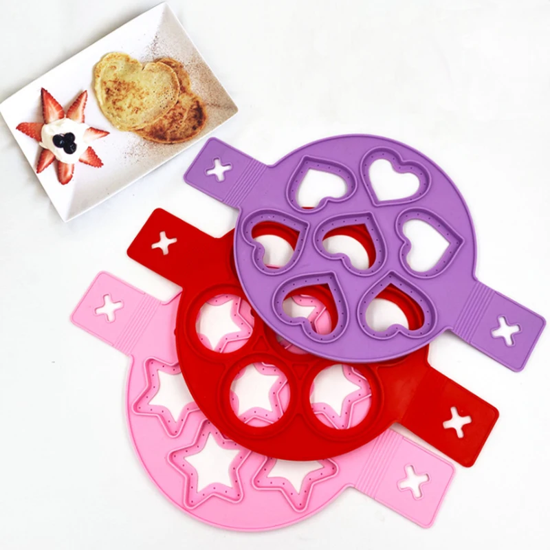 

Pancake Flipper Silicone Multi-Function Egg Fire Omelette Pan Cake Mold Dispenser Pancake Maker Shaper Baking Mould DIY Porous