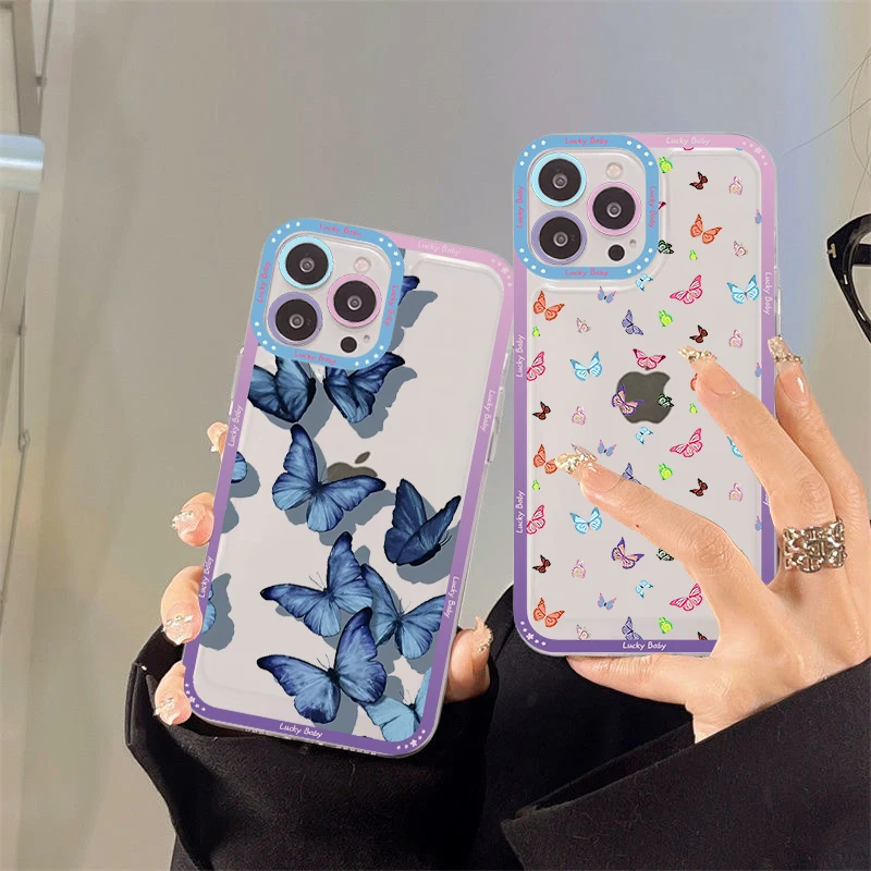 

Aesthetic Butterfly Phone Case For IPhone 14 13 12 Mini 11 Pro XS Max X XR SE 6 7 8 Plus Soft Silicone Cover