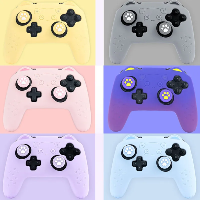 

Blue Purple Cat Paw Silicone Soft Shell Gamepad Skin For Nintendo Switch Pro NS Game Controller Case Thumb Stick Grip Cap Cover