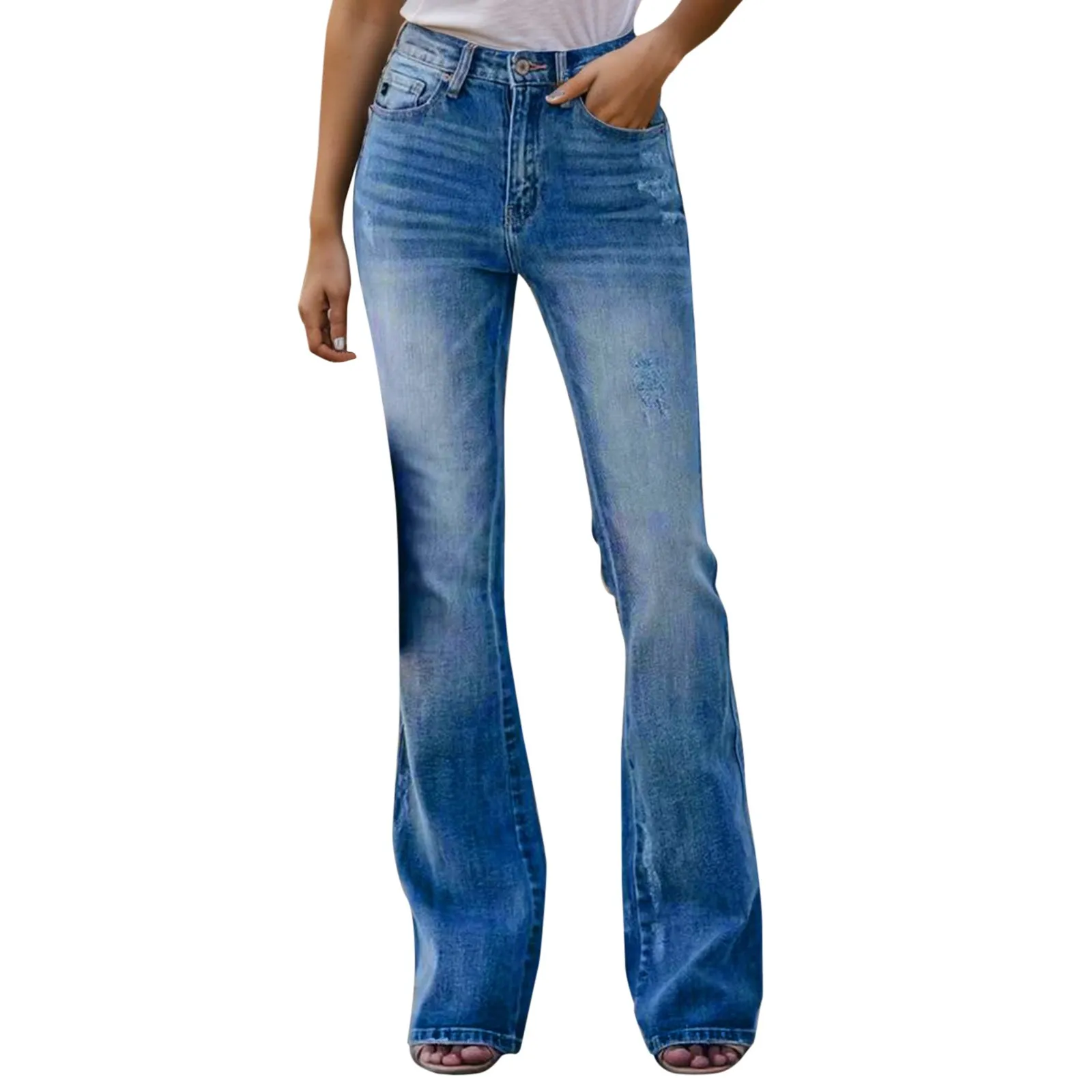 

Women's Wide Leg Jeans High Waisted Stretchy Straight Leg Jeans Buttoned Loose Denim Pants With Pocket