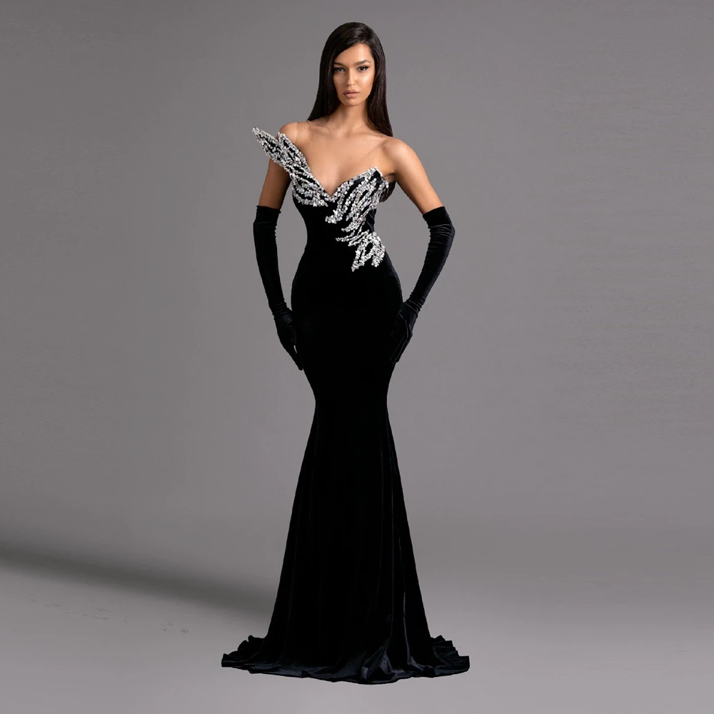 

2022 New Arrivals Blingbling Sparkly Prom Gowns Evening Dresses with Gloves Mermaid Dress Graduation Gown robe de soiree