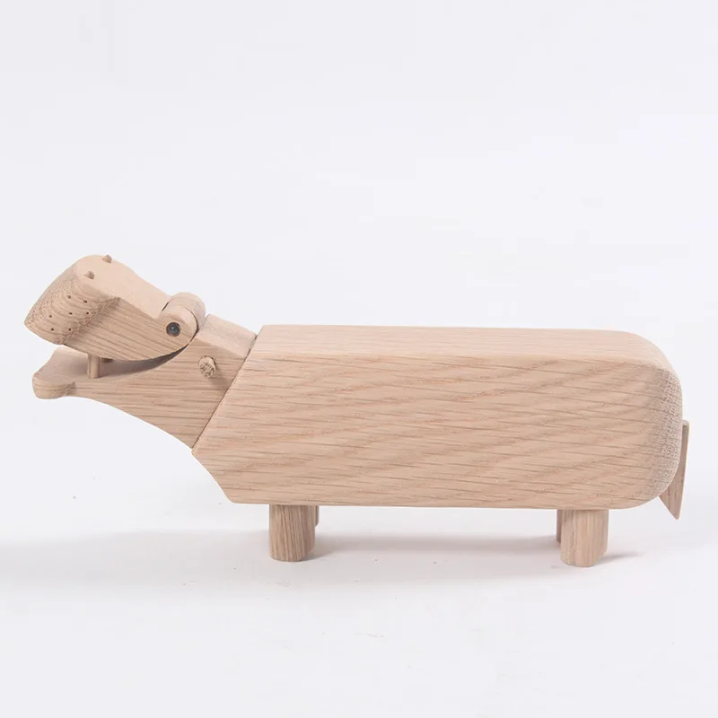 

Danmark Nordic Walnut Hippo Sculpture Table Decoration Puppet Decorations Game Room Living Room Children's Room Decorate