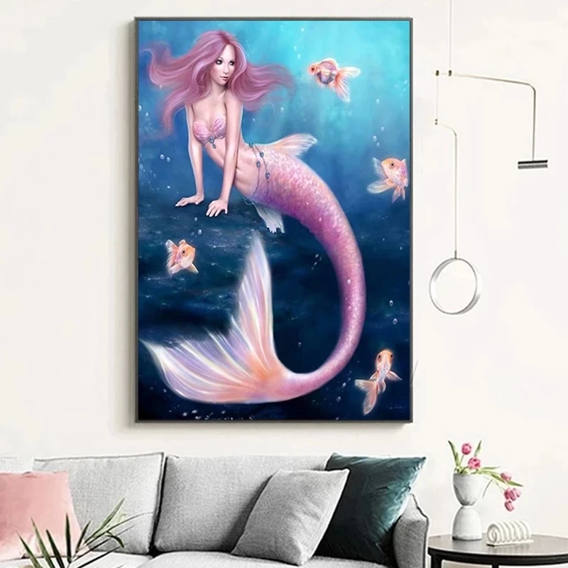 Disney Мультфильм Русалка Принцесса настенная Картина на холсте скандинавские
