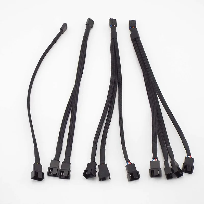 

Black Sleeved 30cm Cooler Cooling Fan Splitter Power Cable 12V 4-Pin To 6 Port 3Pin/4Pin Connector for Molex IDE Computer PC DIY