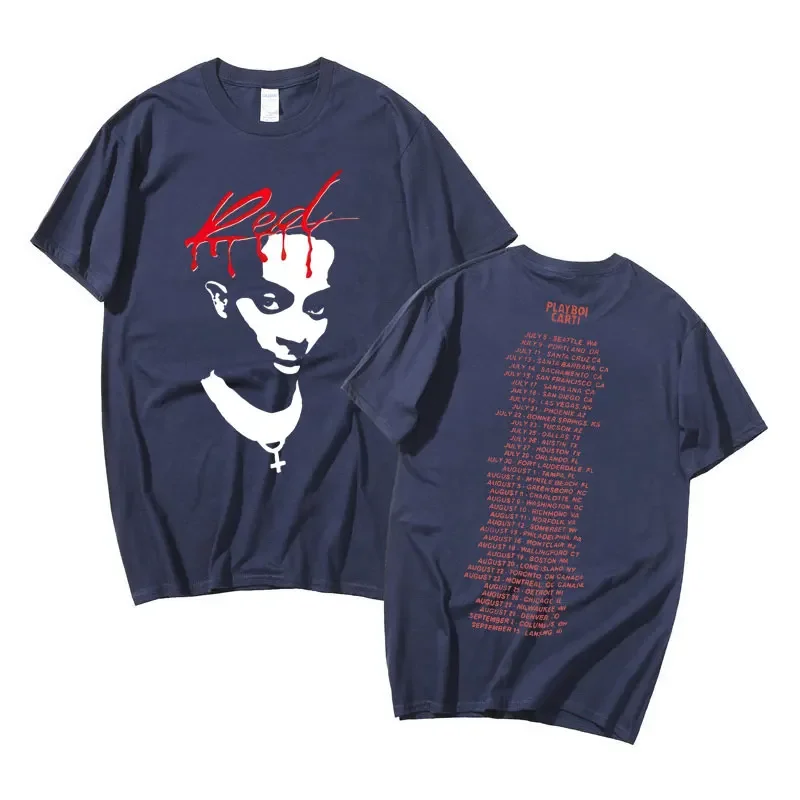 Хлопковая футболка премиум-класса новинка топы с красным принтом музыкального