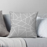 white mosaic lines on silver gray square pillowcase polyester velvet creative zip decorative room cushion cover