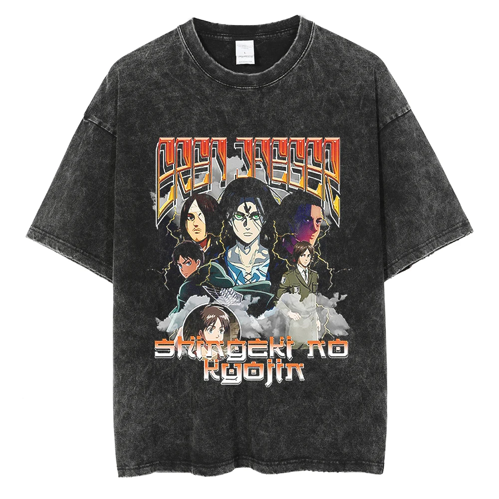

Футболка мужская хлопковая в стиле Харадзюку, уличная одежда с графическим принтом аниме «атака на Титанов», винтажный черный топ в стиле хип-хоп, на лето