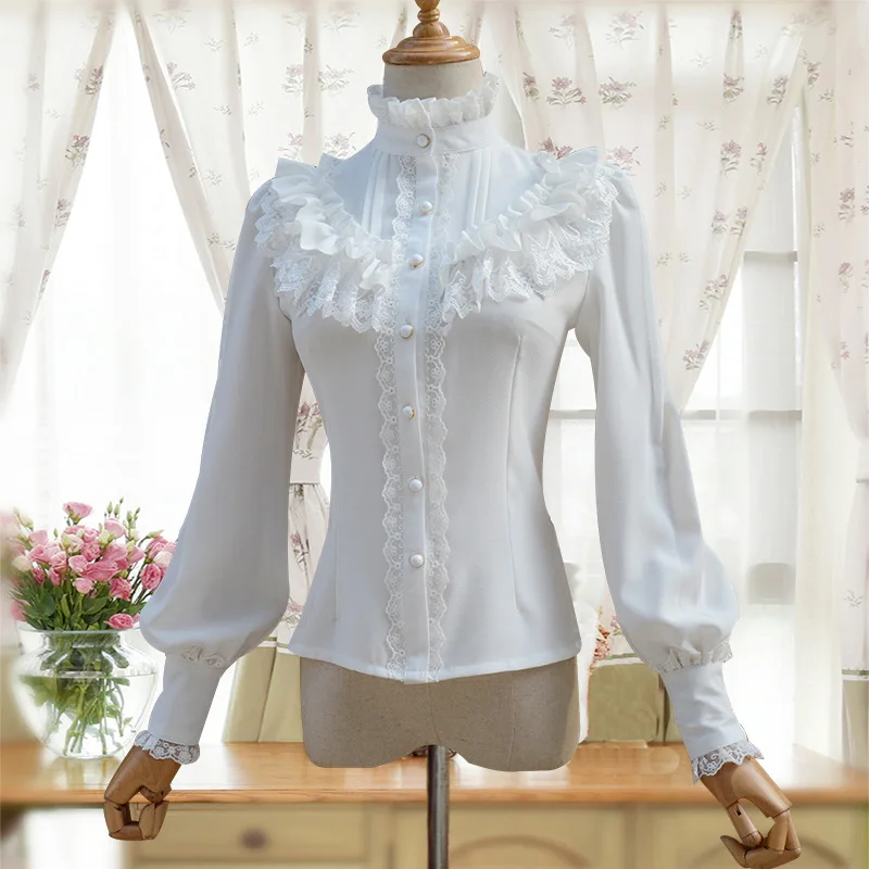 

Retro elegant multicolor turtleneck slim fit long sleeve shirt lolita blouses
