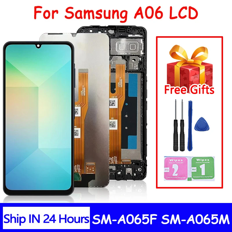 Фото Экран дисплея A06 с рамкой для Samsung A06 A065 SM-A065F SM-A065M Дисплей с цифровым преобразователем сенсорного экрана в сборе №1