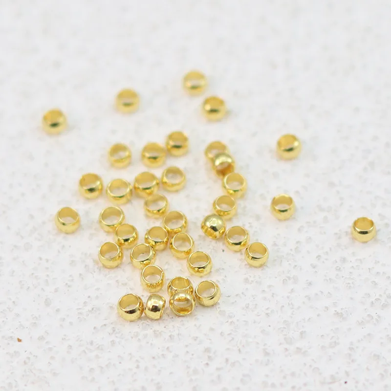 Round Crimp Beads End Stoppers Copper Gold Color Plated Jewelry Findings Closed Diy Bracelet Necklace Accessories Wholesale