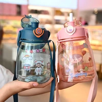 cute student kettle summer online red super capacity kettle good looking anti drop plastic straw cup water bottle