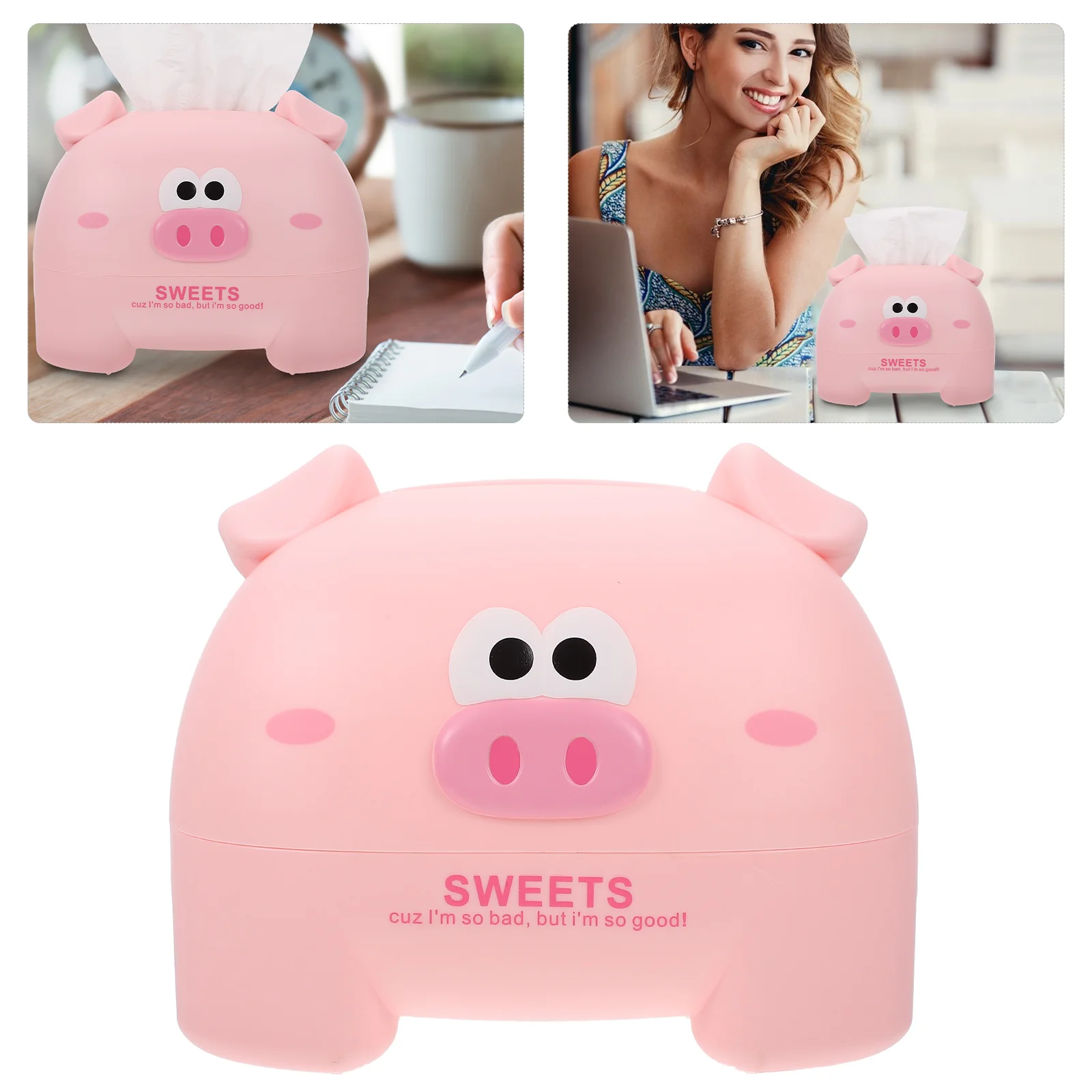 

Tissue Box Cover Holder Napkin Facial Bathroom Car Figrurine Pig Pink Paper Towel Office Organizer Cartoon Case Desktop