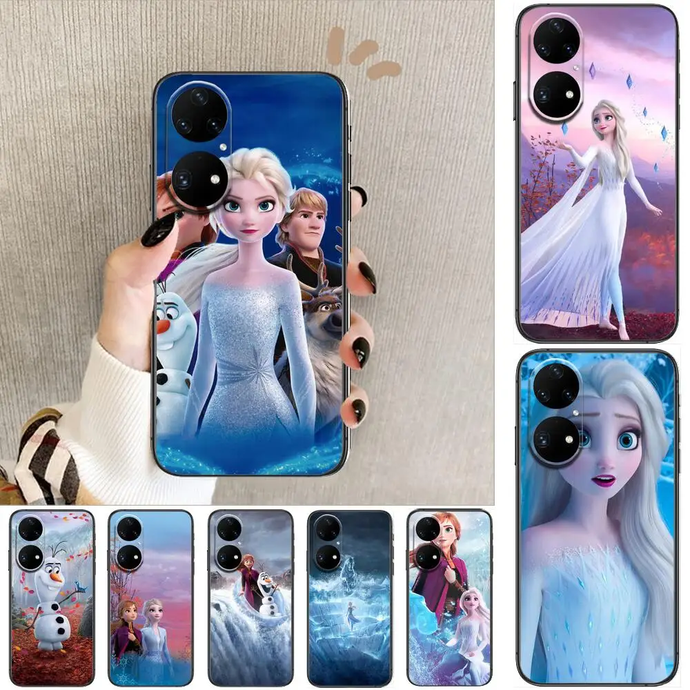 

Disney Frozen Phone Case For Huawei p50 P40 p30 P20 10 9 8 Lite E Pro Plus Black Etui Coque Painting Hoesjes comic fas