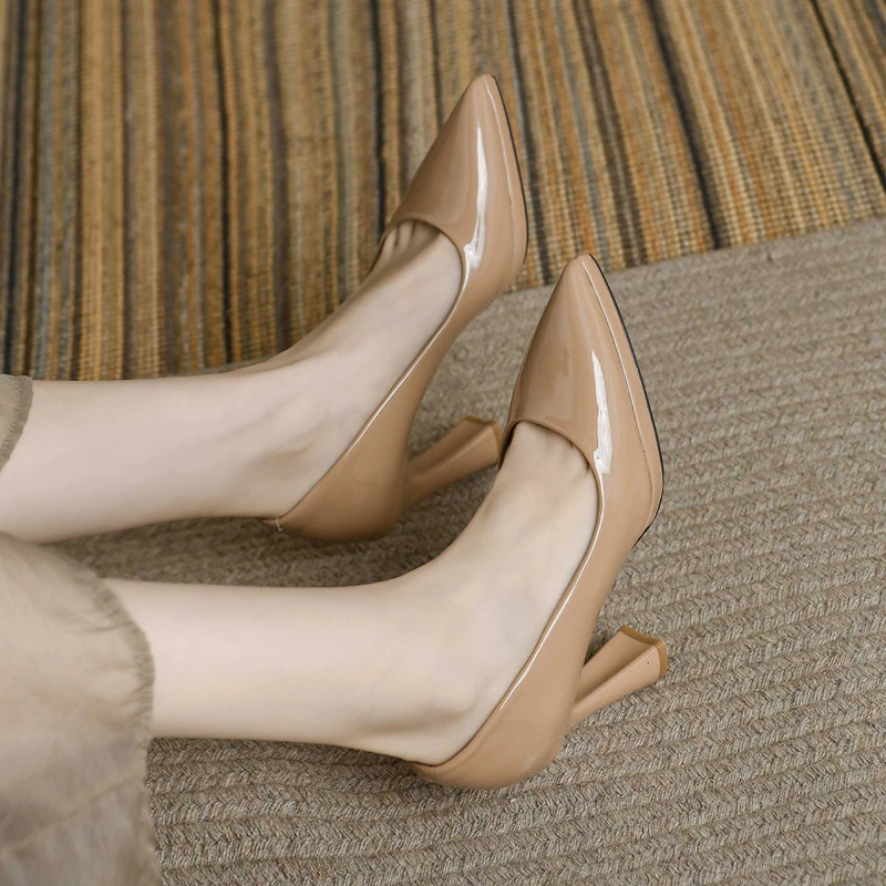 A9 Spring and Autumn New Fashion Simple Professional Work High Heel Shoes Temperament Shallow Mouth Thick Sole Women's Shoes