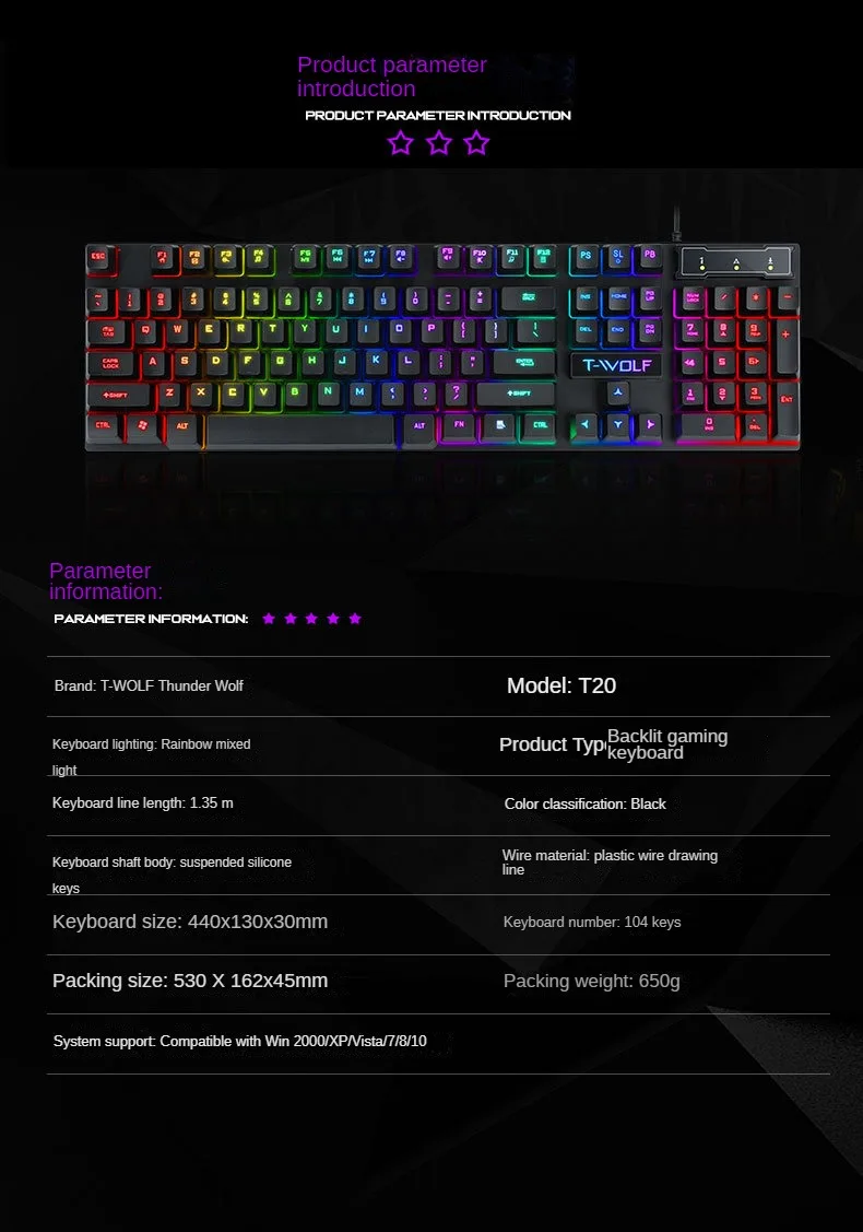 Русская версия проводная клавиатура для ПК Gamer с подсветкой компьютера