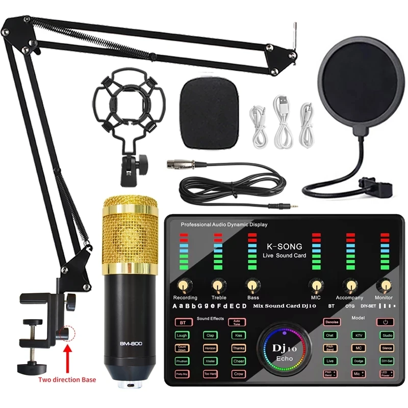 

Беспроводной микрофон BM800, Bluetooth, караоке с прямой трансляцией DJ10, звуковая карта для ПК, телефона, пения, игр, Youtube, TikTok MIC