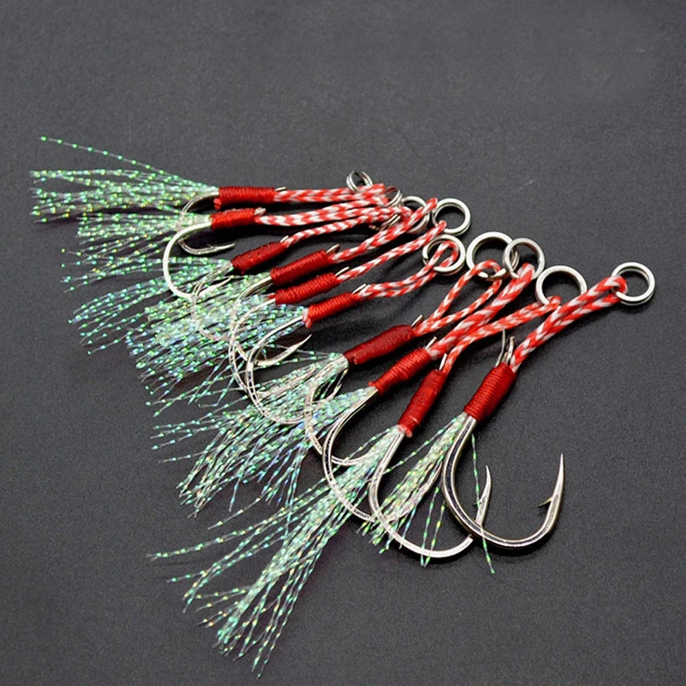 

Hook Carp Hook Thread Feather Fishing Lure Single Jig Hooks Jig Head Hook Fishing Jigging Hook Cast Jigs Assist Hook