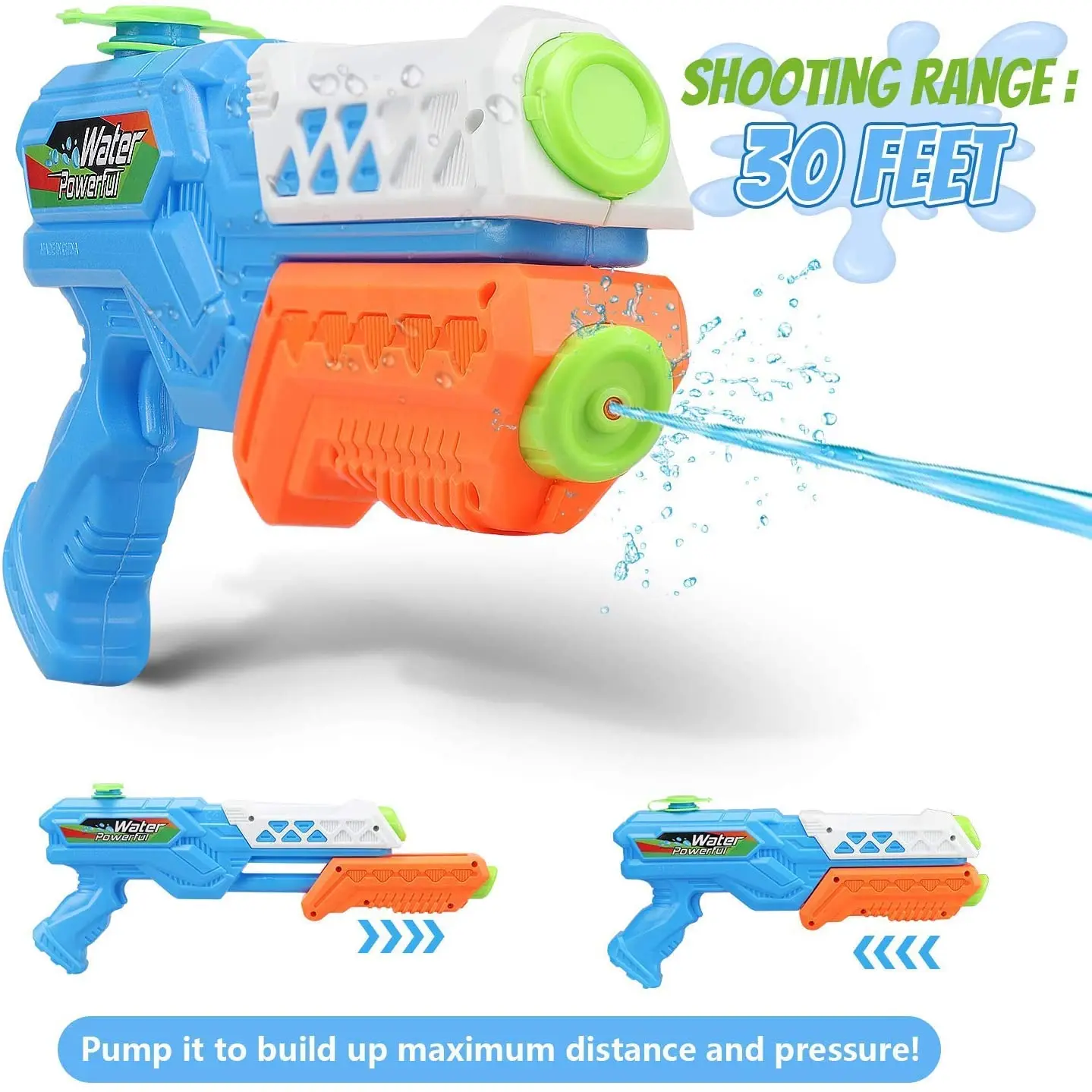 

Super Shockwave Water Gun 2 Piece Set Kids or Adult Pull-Out Air-filled Water Toys Boys Girls Swimming Pool Water Gun Summer Toy