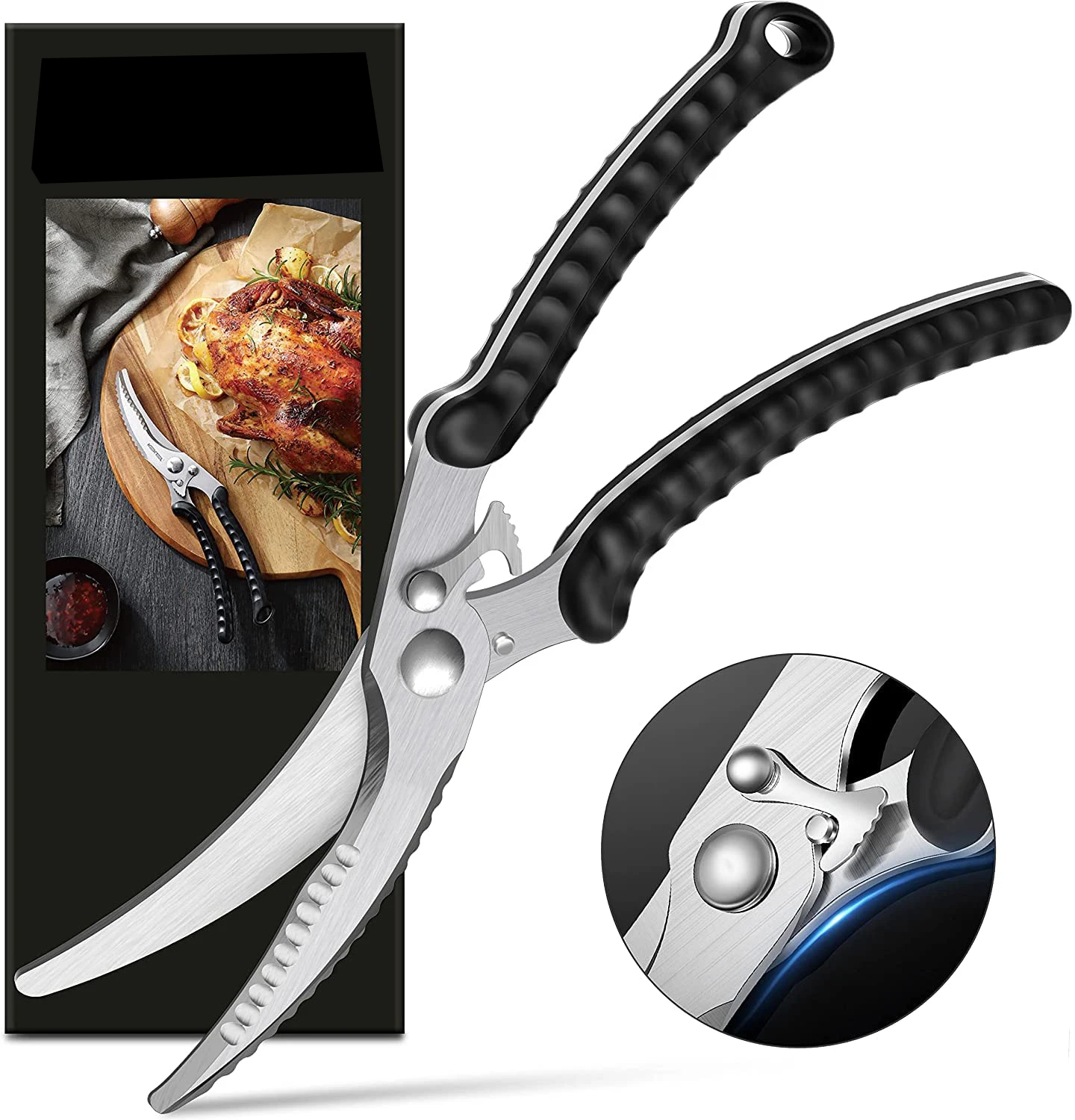 

Chicken Bone Kitchen Shears,Stainless Steel Kitchen Scissors Duck Fish Cutter Fish Scissors Scale Clean Cook Scissors Knife