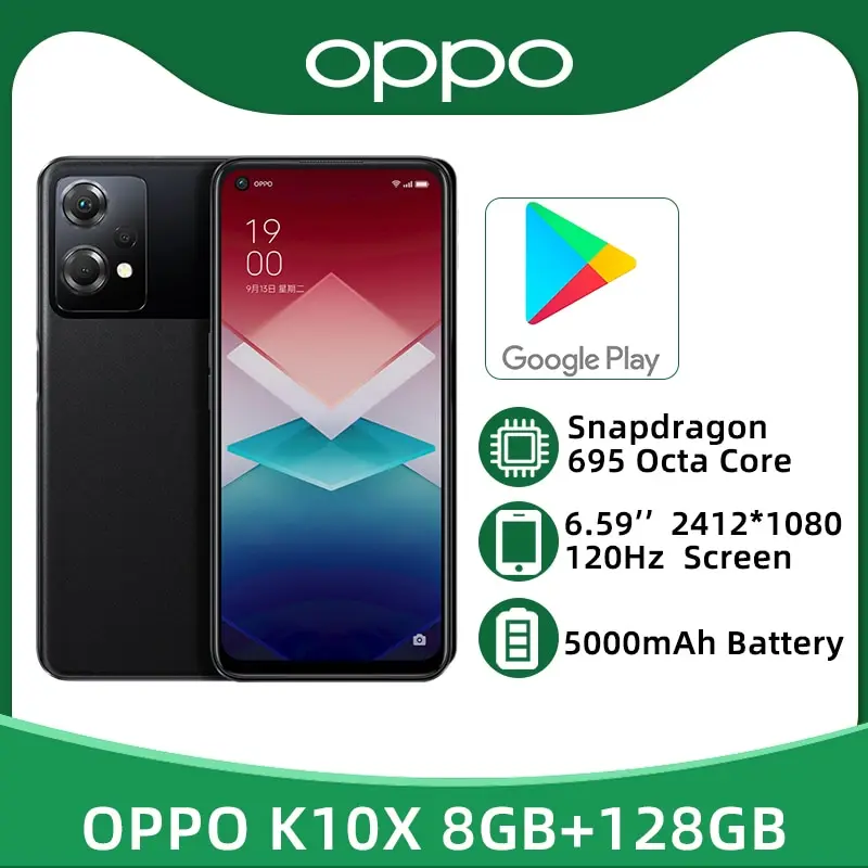 

OPPO K10x 5G Snapdragon 695 восьмиядерный 6,59 "Экран 120 Гц Камера 64 МП Аккумулятор 5000 мАч Bluetooth 5,2 Зарядное устройство мощностью 67 Вт