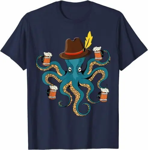 

Funny Oktoberfest Octopus with Beer German Hat - Oktoberfest T-Shirt Funny Gift
