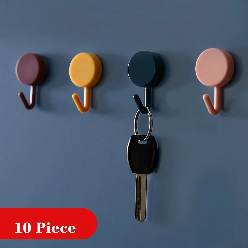

10Pcs Cute Little Circle Self Adhesive Wall Hooks For Kitchen Bathroom Hanging Coat /Towel/Clothes Hook Key Wall Storage Hangers