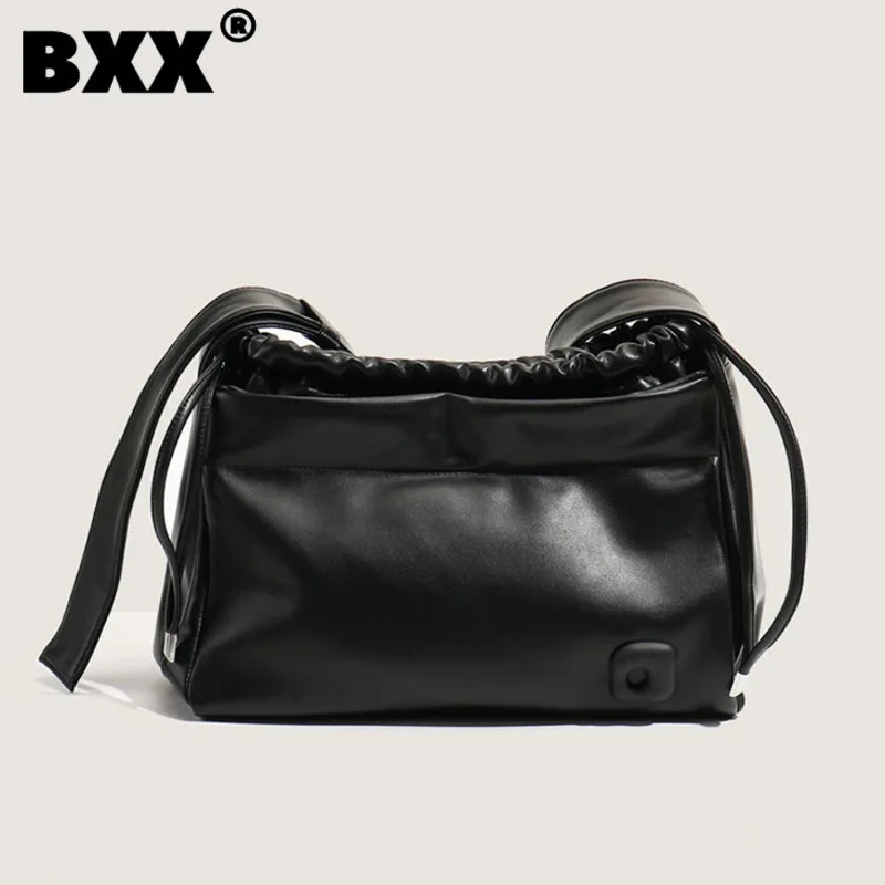 

[BXX] Niche Design Black Pink Drawstring Single Shoulder Underarm Bag Large Capacity 2023 New Women's Tote Crossbody Bags 8CY673