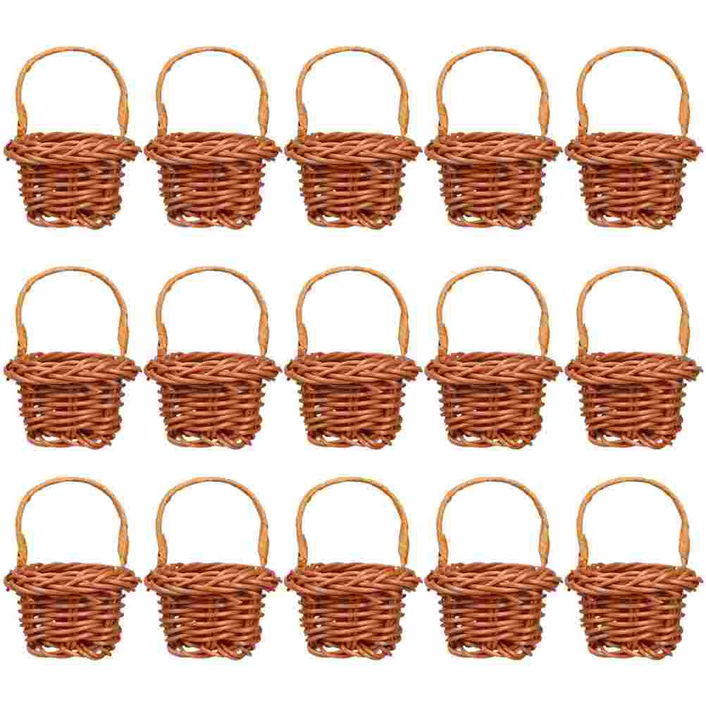 

15pcs Miniature Plastic Basket Rural Photography Props Indoor Layout Baskets