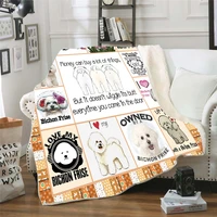 bichon frise 3d printed fleece blanket for picnic thick fashionable bedspread sherpa throw blanket drop shipping