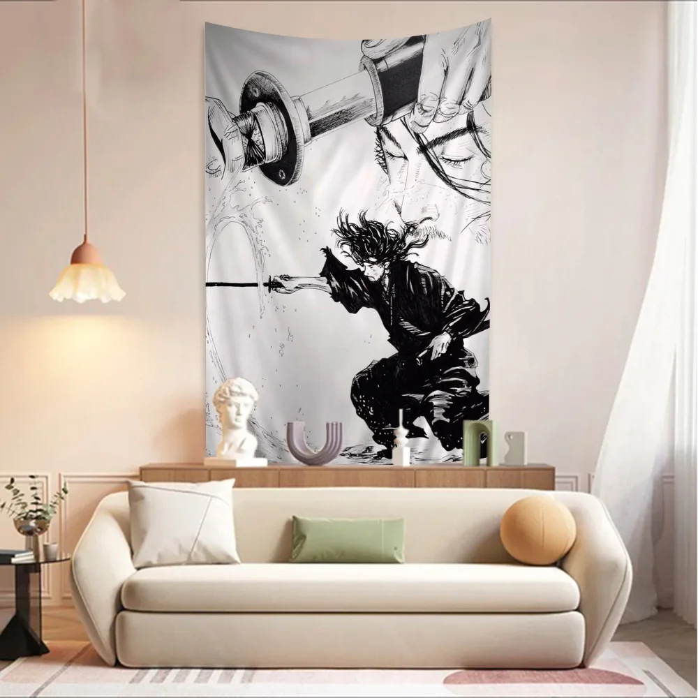 Японский самурай Мусаси Вагибнд Гобелен Полиэстер/Хлопок Вязаный Настенный