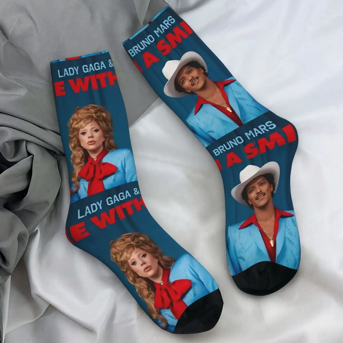 Леди Гага и Бруно Марс Die With A Smile Носки Зимние чулки Готические унисекс Мужские