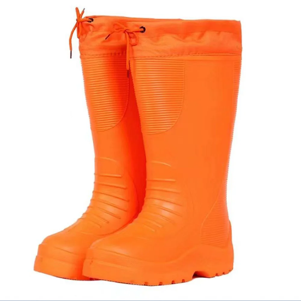 Модная Кожаная обувь Мужские зимние высокие водонепроницаемые сапоги Резиновые