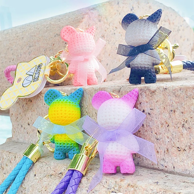 

Fashion Gradient Resin Imitation Crochet Lace Standing Anime Keychain Pendant Doll Women Men Keychain Accessories